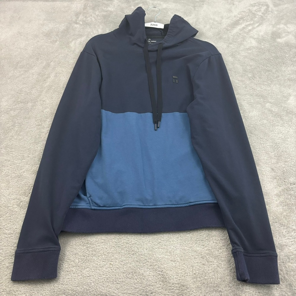 Tommy John Go Anywhere Hoodie Sweatshirt Mens M Blue‎ Colorblock Cotton Blend